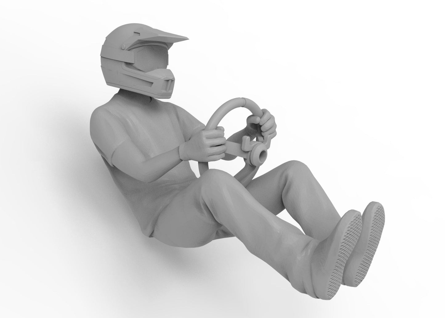 Sand rail driver with moto helmet
