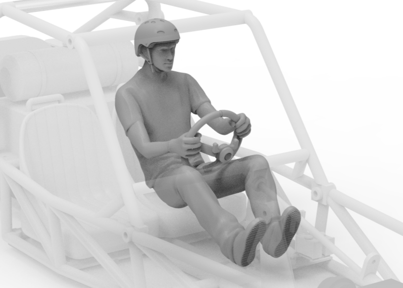 Sand rail driver with skate helmet