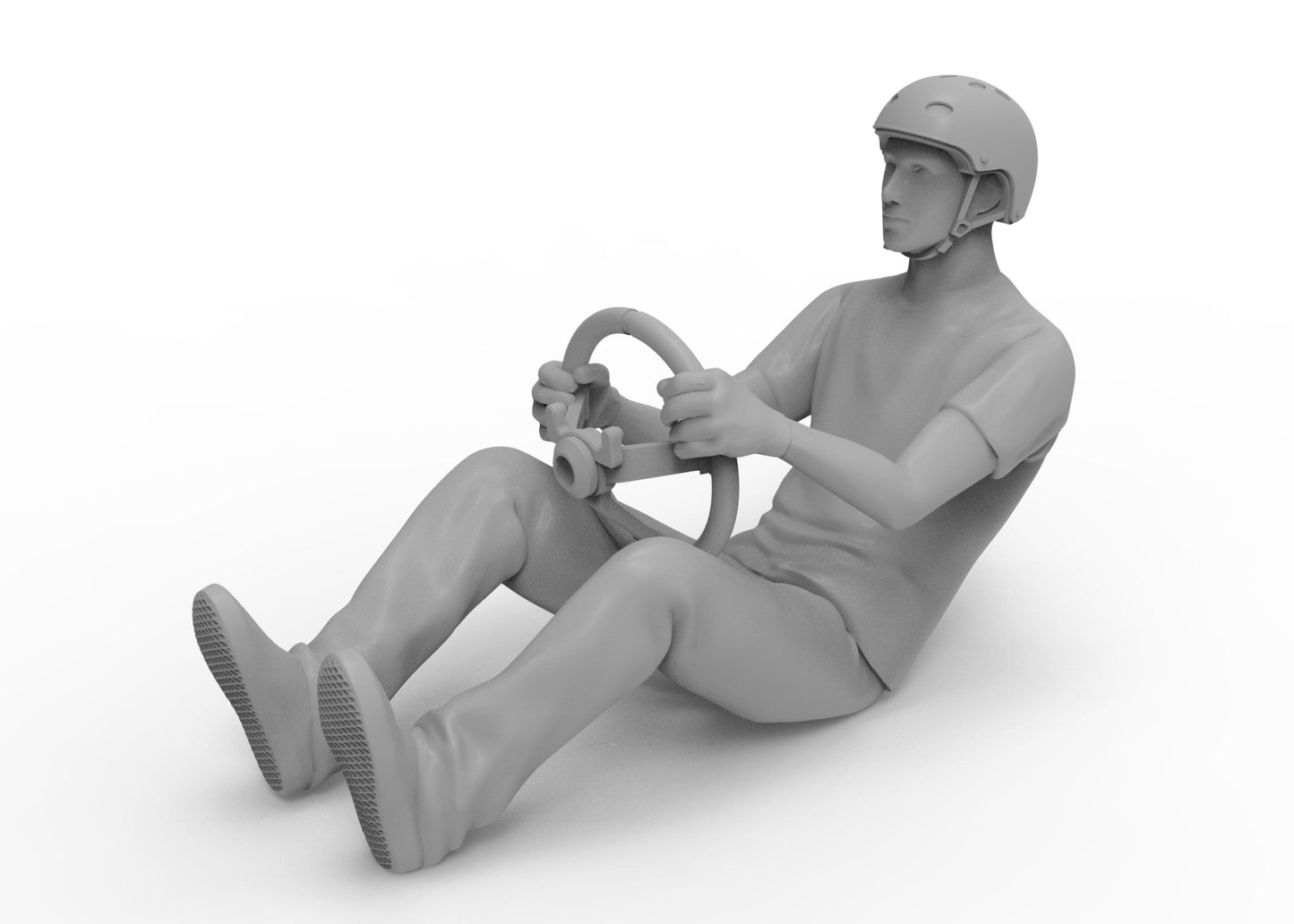 Sand rail driver with skate helmet