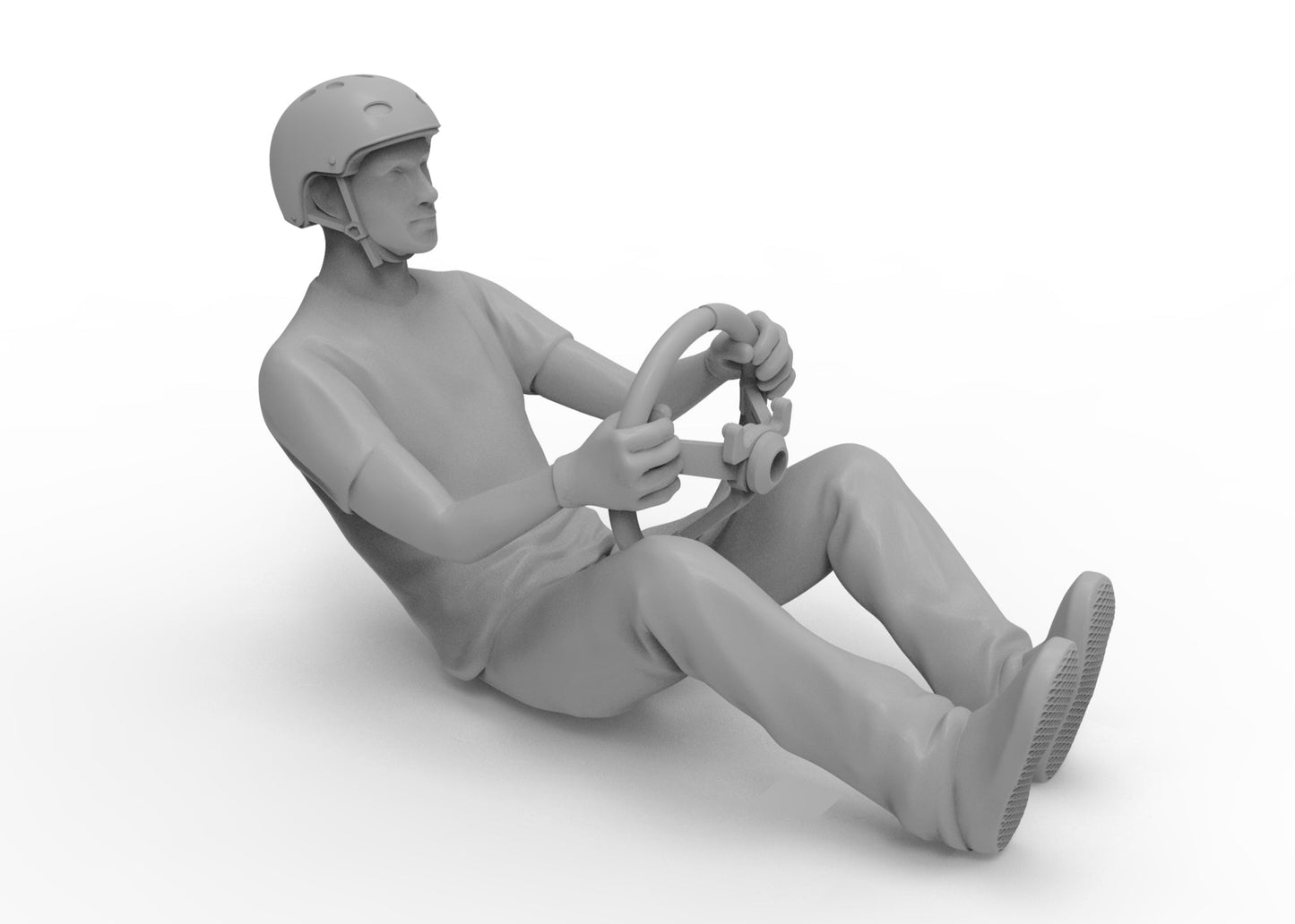 Sand rail driver with skate helmet